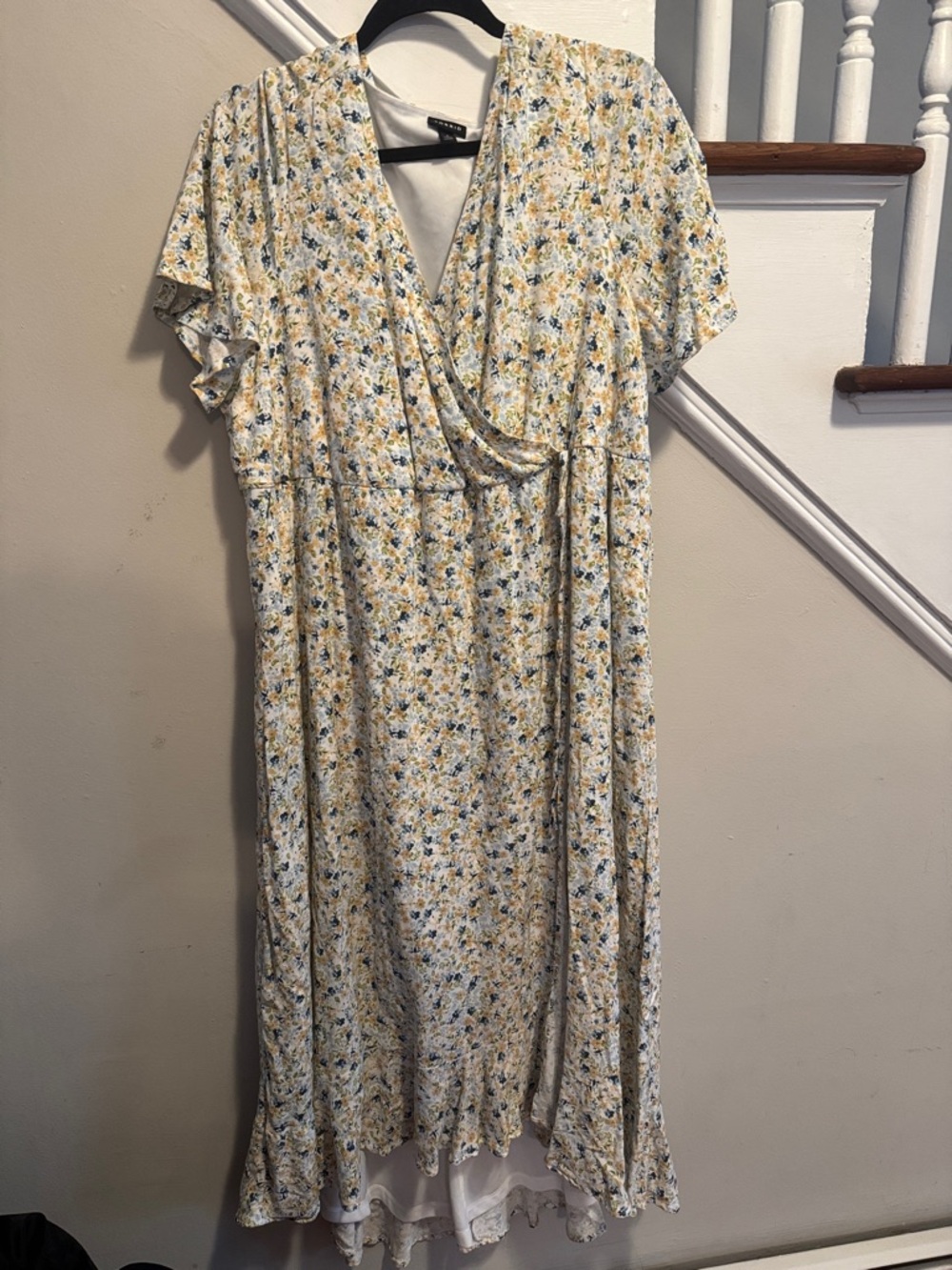 torrid Pale Yellow Floral High-Low Wrap Dress